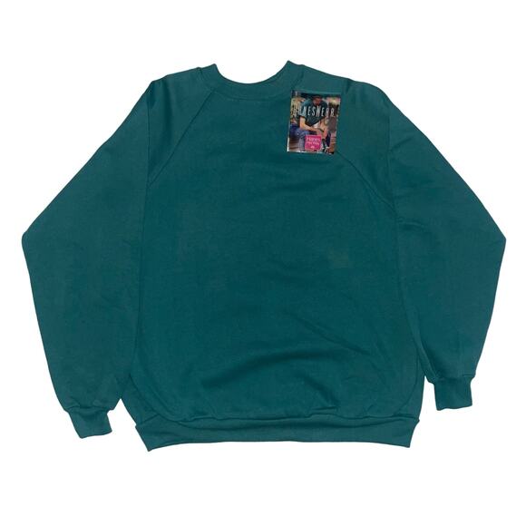 NWT Vintage 90s Hanes Her Way Alt Green Raglan Pullover Crewneck Sweatshirt - Picture 1 of 5